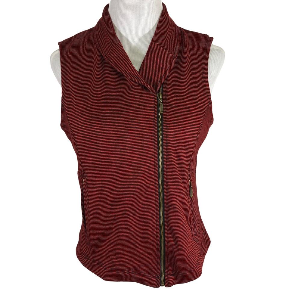 209 WST Women's Red Black Stripe Zip Vest SIZE Medium NWT